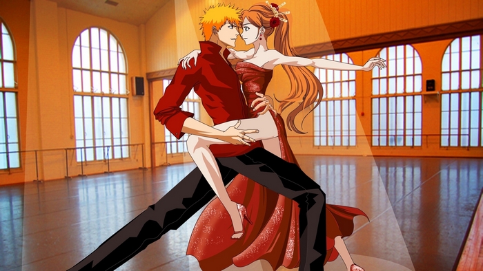 Ichigo Kurosaki and Orihime Inoue dancing