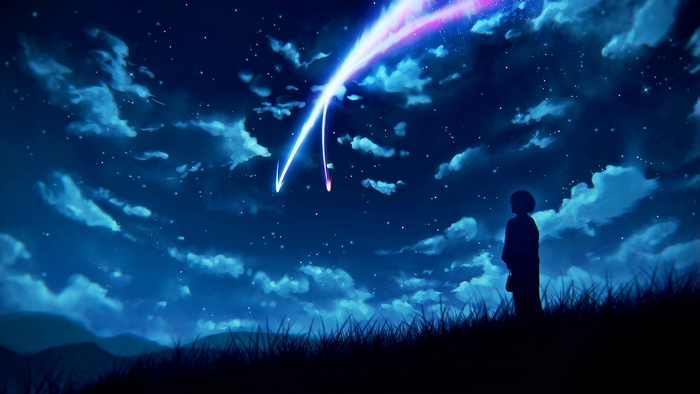 Mitsuha Miyamizu watching shooting stars