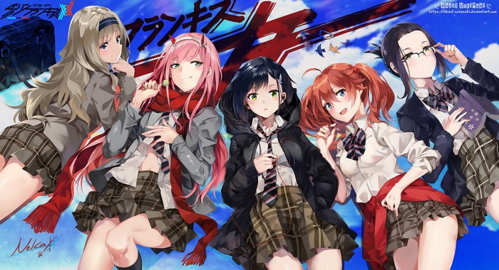 Zero Two and friends from Darling in the FranXX
