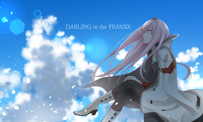 Zero Two from Darling in the FranXX Against Blue Sky