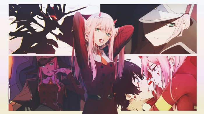 Zero Two from Darling in the FranXX collage