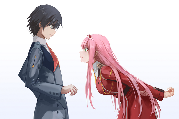 Zero Two and Hiro Intense Stare Exchange