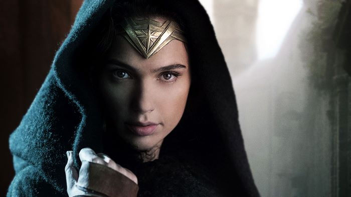 Wonder Woman wearing a hood and tiara