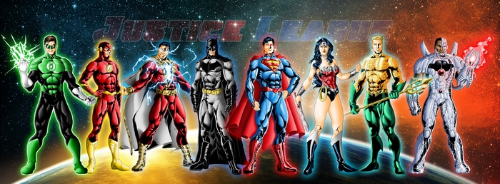 Justice League: Green Lantern, Flash, Shazam, Batman, Superman, Wonder Woman, Aquaman, Cyborg