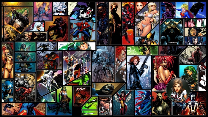 Collage of Marvel and DC Comics Characters