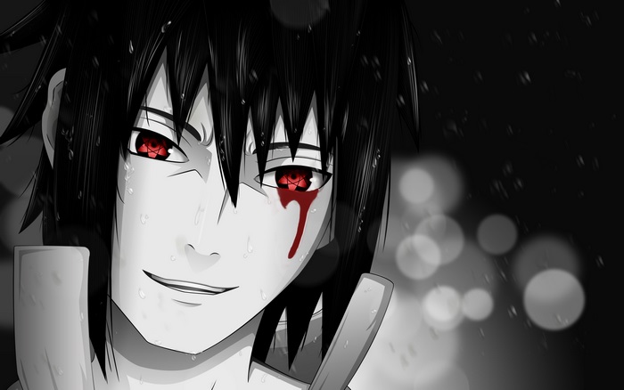 Sasuke Uchiha with Sharingan and Blood Tears