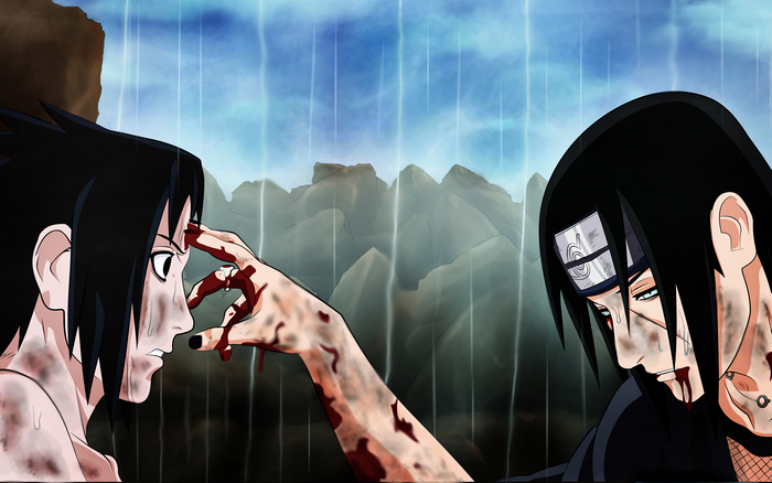 Sasuke Uchiha Emotional Confrontation in the Rain
