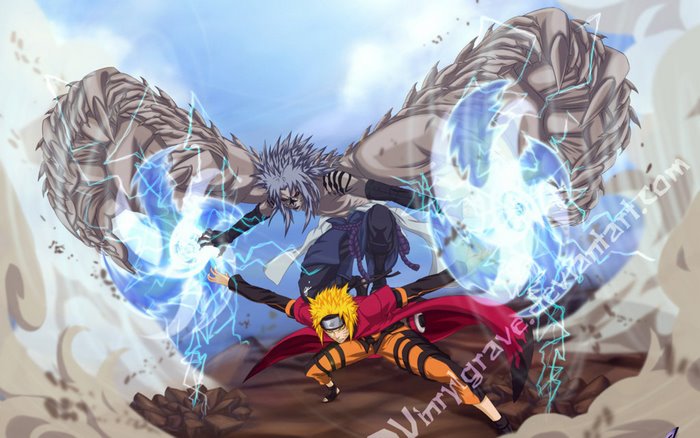 Sasuke Uchiha and Naruto Uzumaki fighting