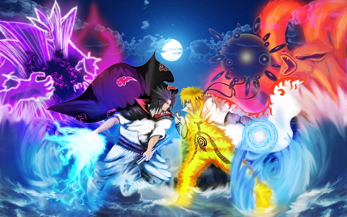 Epic Battle Between Sasuke and Naruto at Night