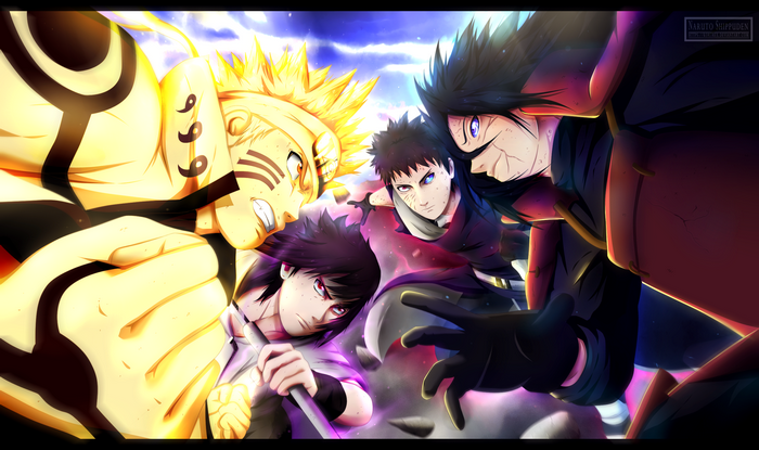Naruto, Sasuke, Madara, and Obito from Naruto Shippuden
