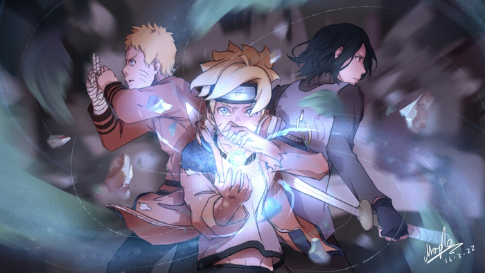 Naruto, Boruto, and Sasuke from Naruto