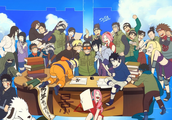 Naruto characters gathered around a table