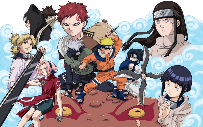 Naruto characters on a red creature