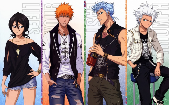 Rukia Kuchiki, Ichigo Kurosaki, Sosuke Aizen, Toshiro Hitsugaya from Bleach