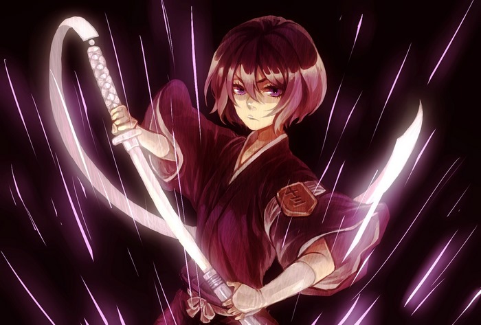 Rukia Kuchiki from Bleach with swords