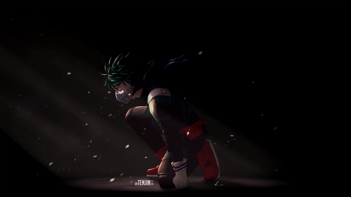 Izuku Midoriya in dark lighting