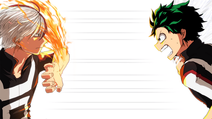 Shoto Todoroki and Izuku Midoriya from My Hero Academia