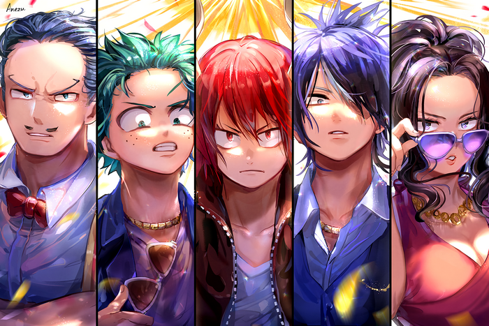 My Hero Academia characters in stylish outfits