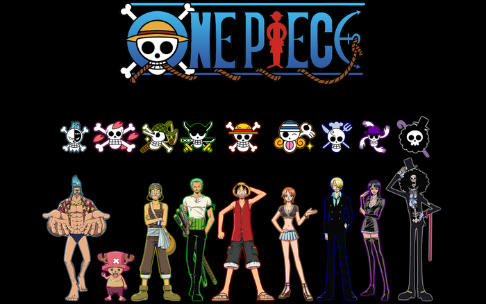 One Piece characters and logos