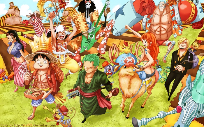 One Piece characters in a field