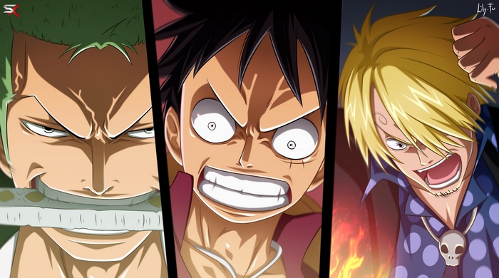 Roronoa Zoro, Monkey D. Luffy, and Vinsmoke Sanji from One Piece