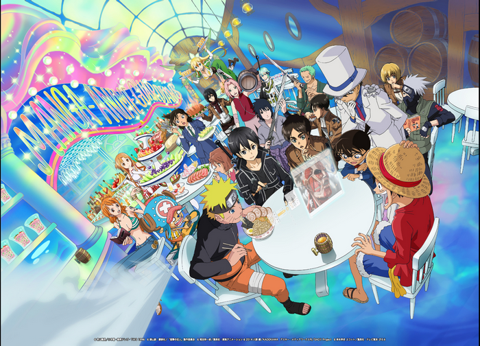 Various Anime Characters at a Celebration