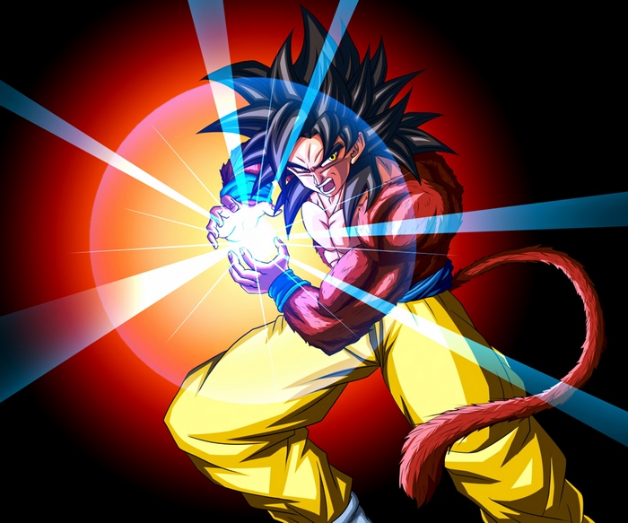 Goku Super Saiyan 4 charging energy ball