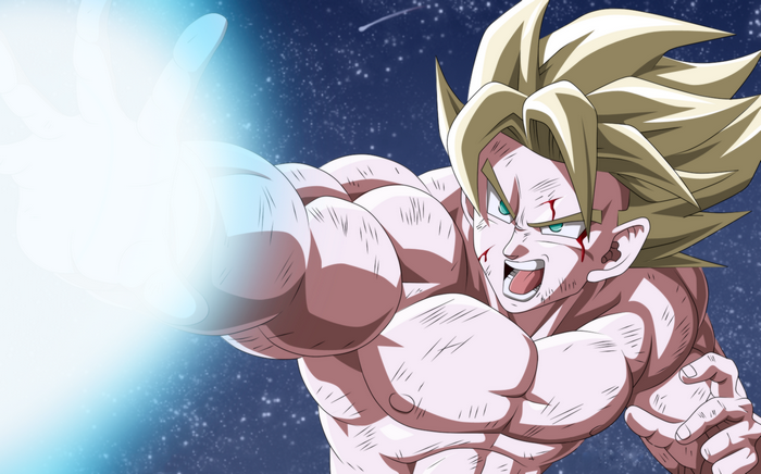 Goku from Dragon Ball firing energy blast