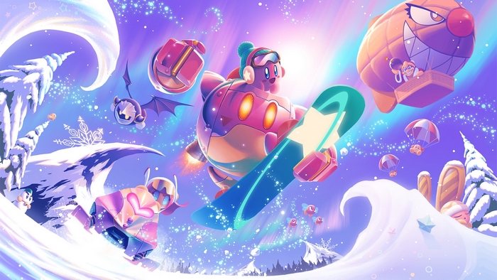 Kirby Snowboarding Adventure in Winter Wonderland