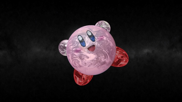 Kirby as a planet in space