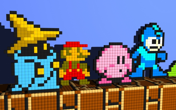 Pixelated characters from video games