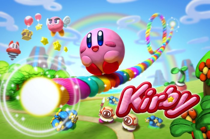 Kirby and friends on a rainbow path