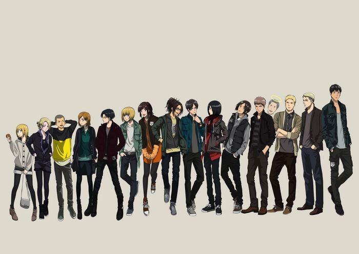 Attack on Titan characters group portrait