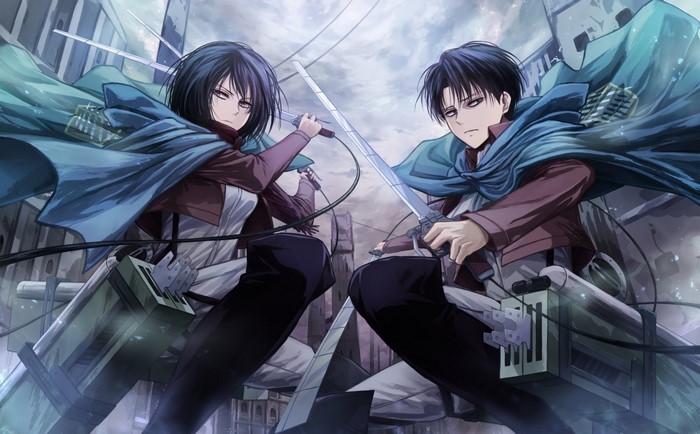 Mikasa Ackerman and Levi from Attack on Titan