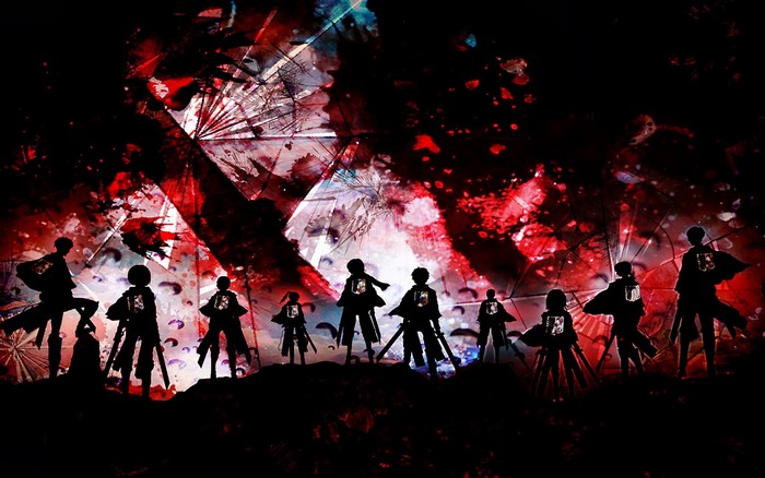 Attack on Titan characters on abstract background