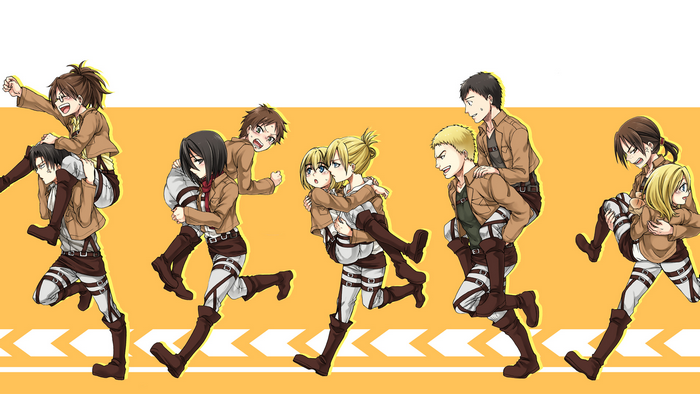Attack on Titan characters piggyback