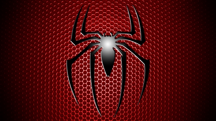 Spider-Man Logo on Red Hexagonal Pattern