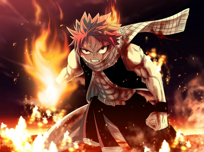 Natsu Dragneel from Fairy Tail in flames