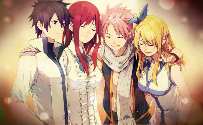 Natsu, Lucy, Erza, and Gray from Fairy Tail