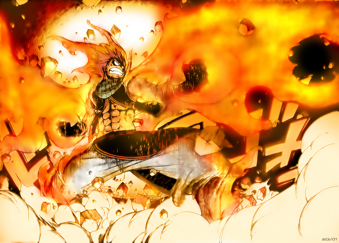 Natsu Dragneel from Fairy Tail in flames