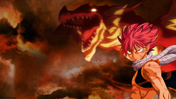 Natsu Dragneel from Fairy Tail and a Dragon