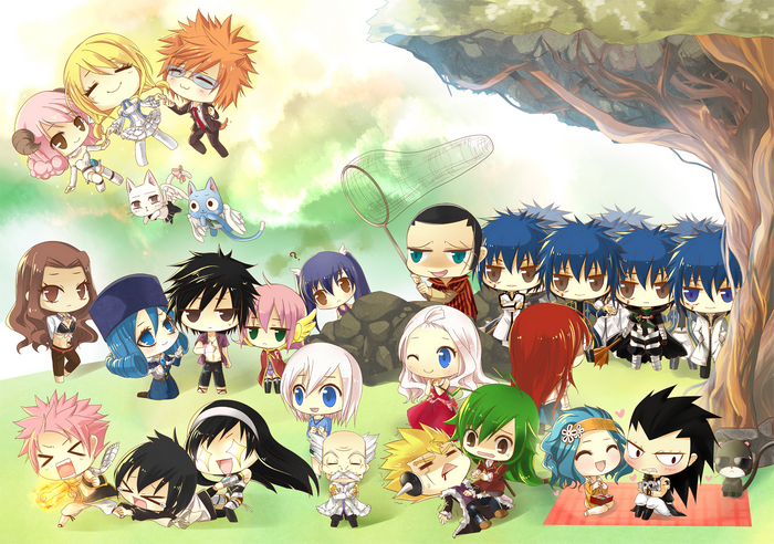 Fairy Tail characters in a meadow