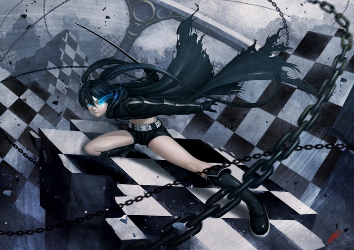 Black Rock Shooter in a checkered world