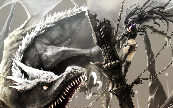 Black Rock Shooter and a Dragon