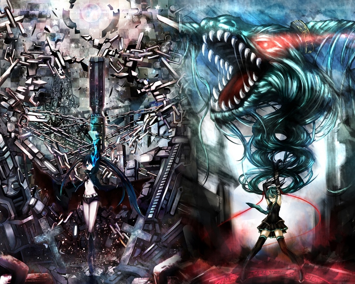 Black Rock Shooter and a Dragon