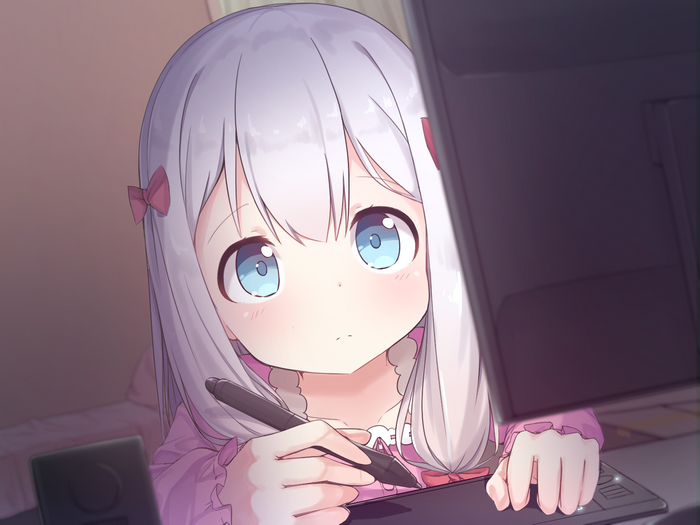 Sagiri Izumi drawing on a tablet