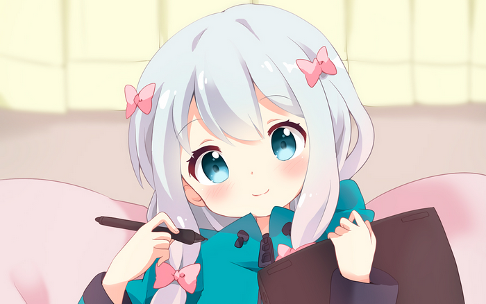 Sagiri Izumi Drawing with Digital Pen and Tablet