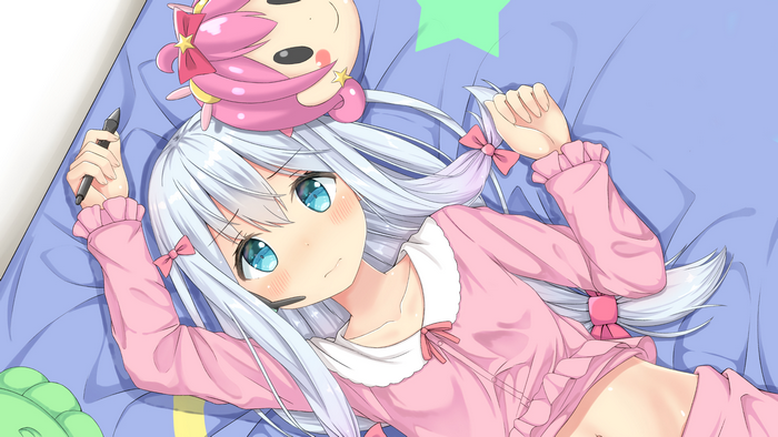 Sagiri Izumi from Eromanga Sensei lying on a bed