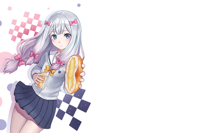 Sagiri Izumi from Eromanga Sensei holding bread