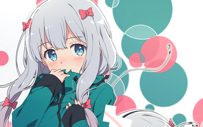 Sagiri Izumi in Teal Hoodie with Blue Eyes